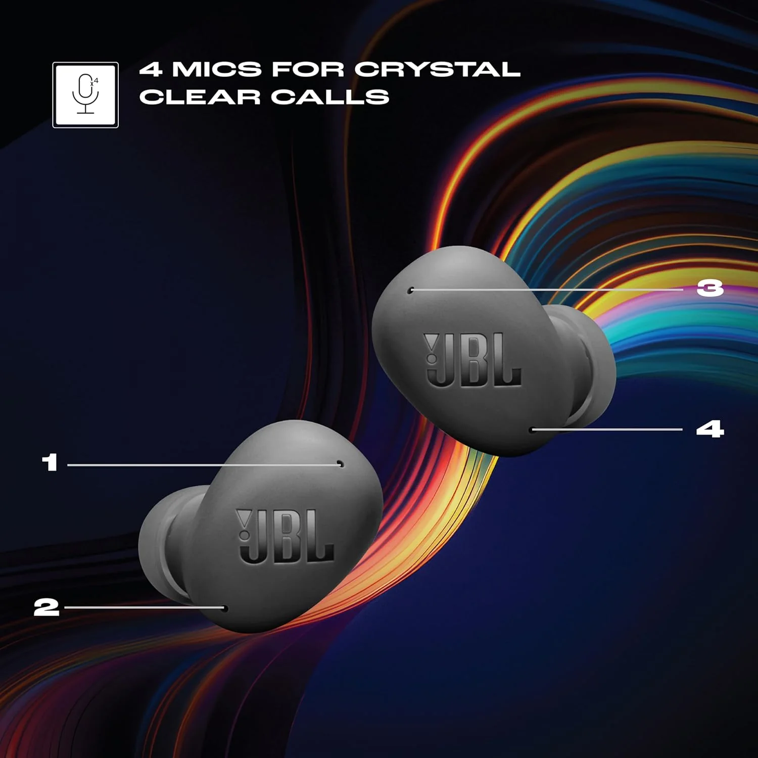 JBL Wave Buds 2, TWS Bluetooth v5.3 in Ear Earbuds with ANC, Smart Ambient, Extreme Bass & Relax Mode, Multi Connect, Speed Charge, Fast Pair, 40H Playtime, 4 Mics, IP54 - Image 2