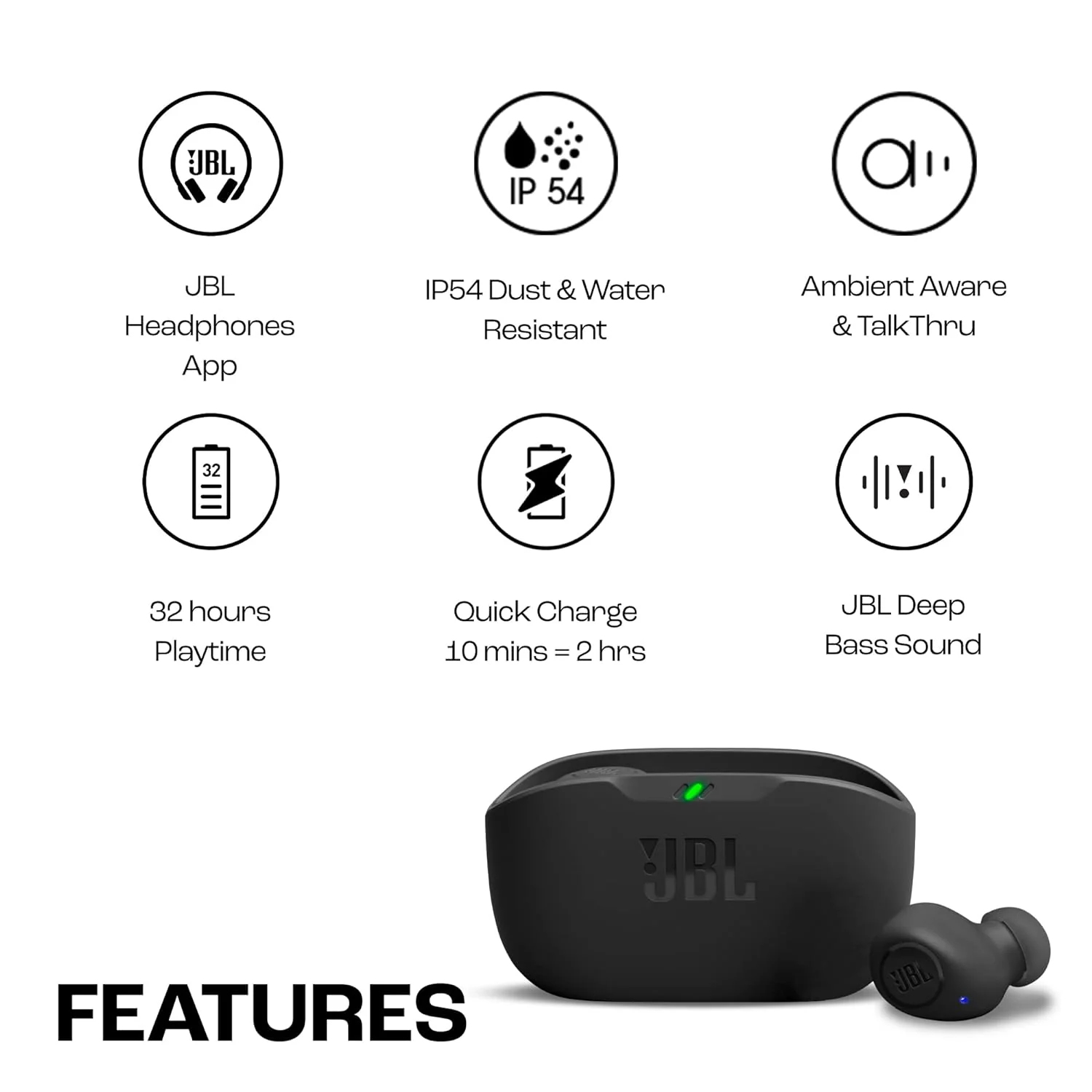 JBL Wave Buds in-Ear Wireless Earbuds (TWS) with Mic - Image 2