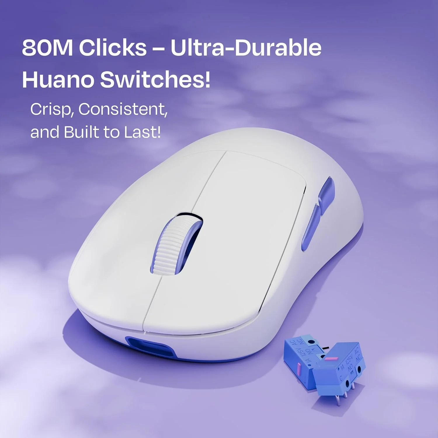 Kreo Anzu 52g Ultralight Ergonomic Wireless Gaming Mouse for PC, Rechargeable Mouse Wireless with 50+Hours Battery Life, High End 80M Huano Switches, 12000DPI - Image 6