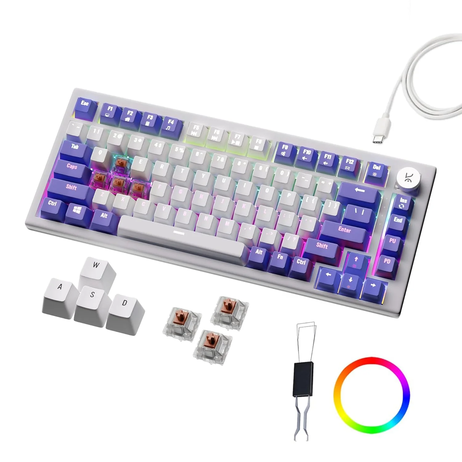 Kreo Hive 75 Mechanical Gaming Keyboard with Per-Key RGB Backlight, Hot-Swappable Switches, Anti-Ghosting Keys and Detachable USB-C Cable - Image 10