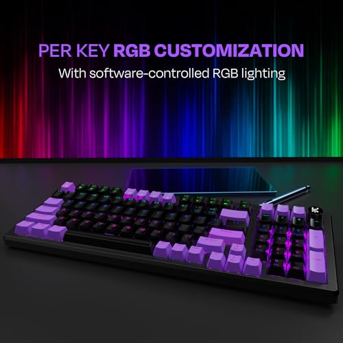 Kreo Hive 98 Wired RGB Mechanical Gaming Keyboard | Full Size 98 Keys, Metal Volume Knob, Per-Key RGB, Hot-Swappable Switches (Black-Purple, Red) - Image 7