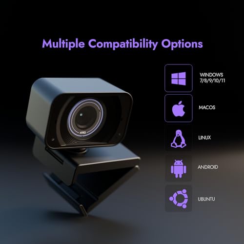 Kreo Owl 4K PRO Webcam with IMX260 Sensor, 4K 30FPS, 1080p 60FPS, Touch Controls, Autofocus, Dual Mics, Magnetic Privacy Cover, USB Plug & Play, Wide Angle, for PC/Laptop, Windows, Mac, Android - Image 7