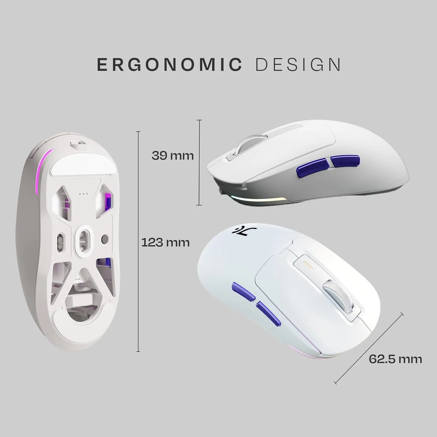 Kreo Pegasus 58 GMS Ultra Lightweight Wireless Gaming Mouse, Top PixArt Sensor, 6 Programmable Buttons, Bluetooth, 2.4GHz Connectivity Gaming Mouse, DPI Upto 26000, Software Included (White) - Image 8