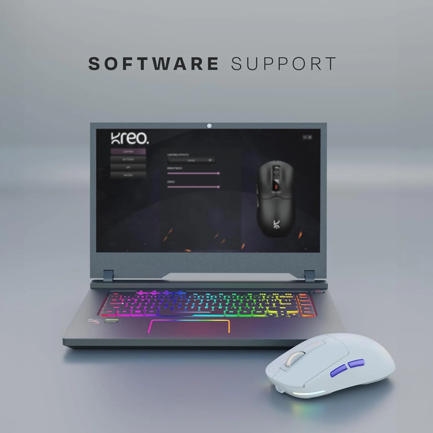 Kreo Pegasus 58 GMS Ultra Lightweight Wireless Gaming Mouse, Top PixArt Sensor, 6 Programmable Buttons, Bluetooth, 2.4GHz Connectivity Gaming Mouse, DPI Upto 26000, Software Included (White) - Image 9