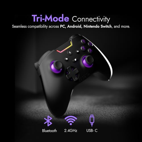 Kreo Surge XB Wireless Gaming Controller with Hall Effect Joysticks & Triggers, Tri-Mode, Turbo Mode, Macro Buttons, RGB, 1000Hz Polling, Gaming controller for PC Wireless, Android. - Image 2