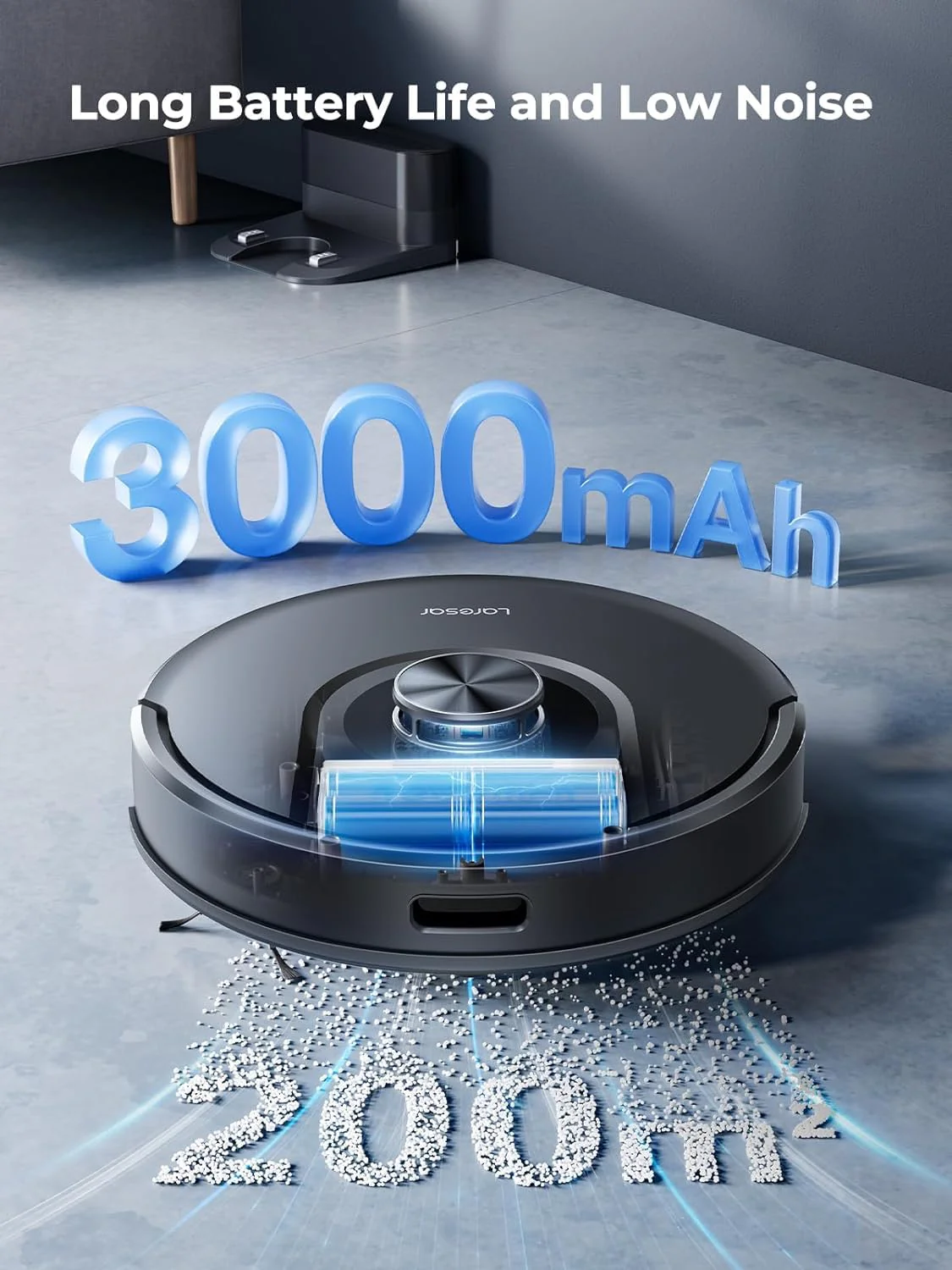 Laresar Robot Vacuum Cleaner with Mop, Ultra Strong 5000Pa Robotic Vacuum with Lidar Navigation, 3 in 1 Robot Hoover for Pet Hair,Dust, 5 Real-Time Mapping, App Control, Alexa (Mars01) - Image 7