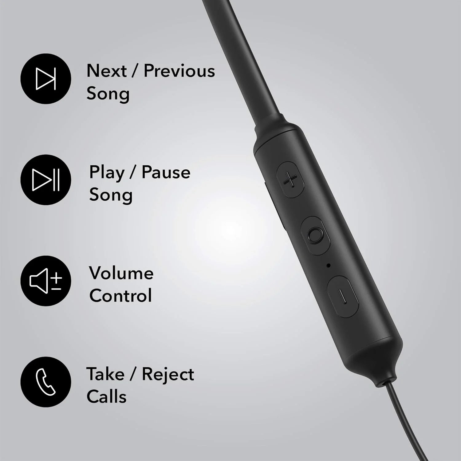 Leaf Flex Wireless Bluetooth Earphones with 8 Hours Battery and mic (Carbon Black) - Image 5