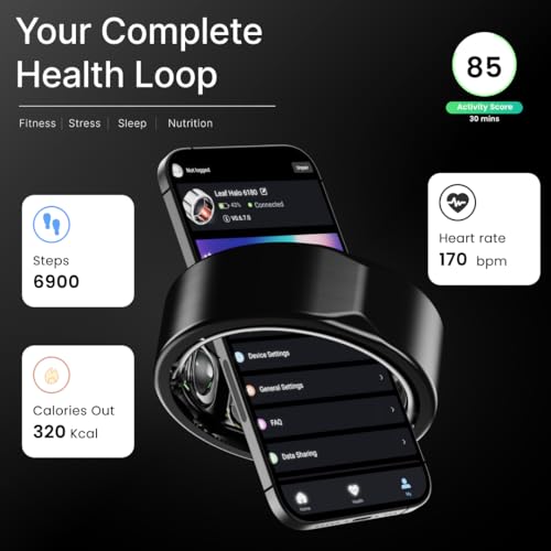 Leaf Halo Smart Ring | Health Tracker | Sleep, Fitness, Stress | Includes 30+ Workout Modes | Battery upto 10 Days | Buy Sizing Kit First | Track Steps, HRV, SPO2 & Periods - Image 5