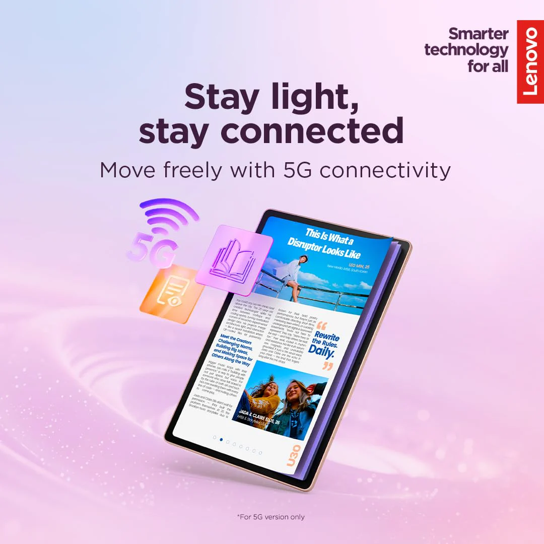 Lenovo Idea Tab Plus with Pen |Wifi +5G |12.1" 2.5K Display, 800nits Peak Brightness |8GB RAM + 256GB ROM (Expandable upto 2TB)| MediaTek Dimensity 6400| 10200mAh|4 Speakers with Dolby Atmos|Luna Grey - Image 10