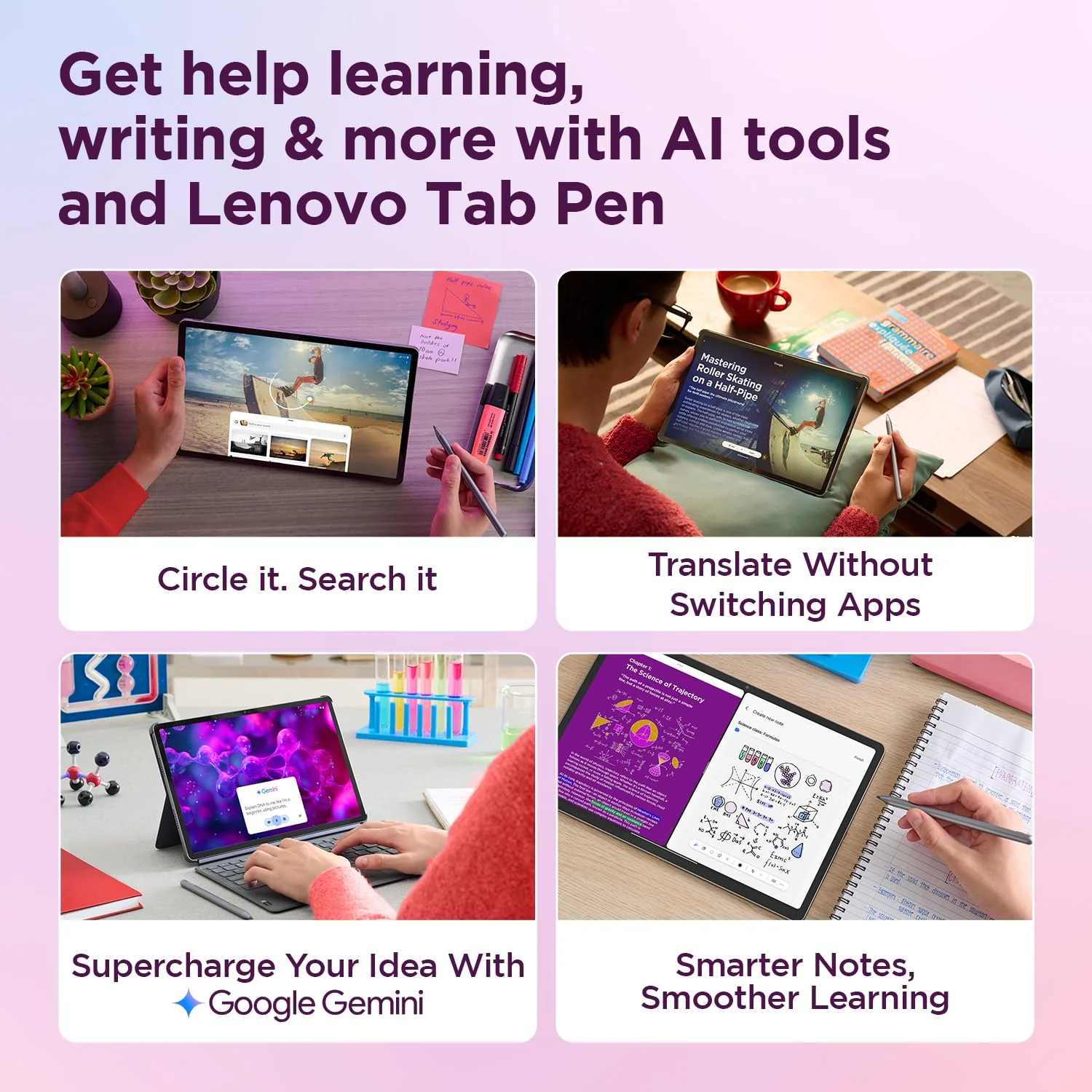 Lenovo Idea Tab Plus with Pen |Wifi +5G |12.1" 2.5K Display, 800nits Peak Brightness |8GB RAM + 256GB ROM (Expandable upto 2TB)| MediaTek Dimensity 6400| 10200mAh|4 Speakers with Dolby Atmos|Luna Grey - Image 3