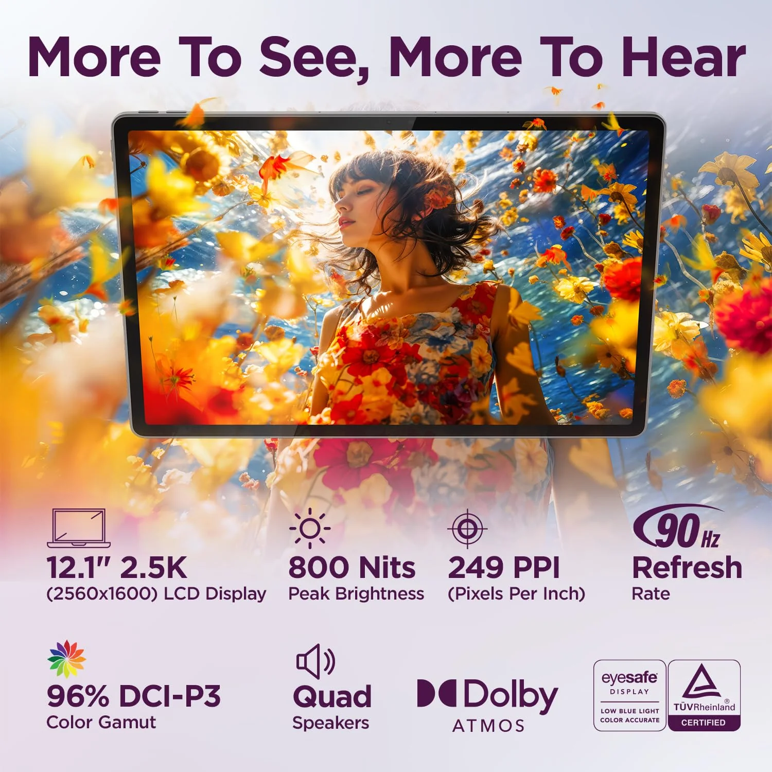 Lenovo Idea Tab Plus with Pen |Wifi +5G |12.1" 2.5K Display, 800nits Peak Brightness |8GB RAM + 256GB ROM (Expandable upto 2TB)| MediaTek Dimensity 6400| 10200mAh|4 Speakers with Dolby Atmos|Luna Grey - Image 4