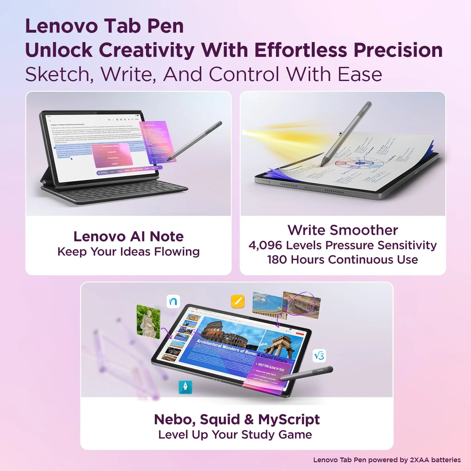 Lenovo Idea Tab Plus with Pen |Wifi +5G |12.1" 2.5K Display, 800nits Peak Brightness |8GB RAM + 256GB ROM (Expandable upto 2TB)| MediaTek Dimensity 6400| 10200mAh|4 Speakers with Dolby Atmos|Luna Grey - Image 6