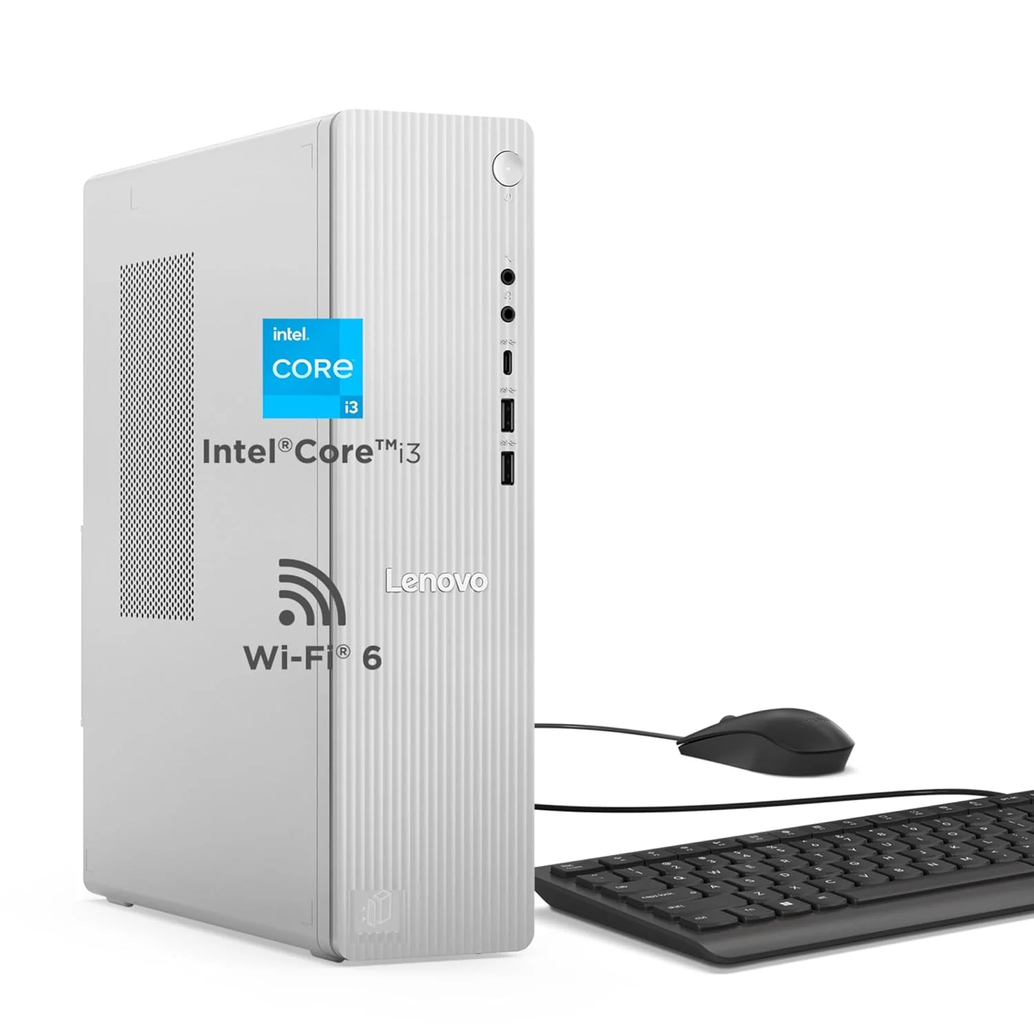 Lenovo IdeaCentre Tower 13th Gen Core i3-13100 (8GB RAM/512GB SSD/Interated Intel UHD Graphics 730/Wifi 6/Bluetooth 5.2/USB Calliope Keyboard & Mouse, Black/Grey), 90XS0014IN