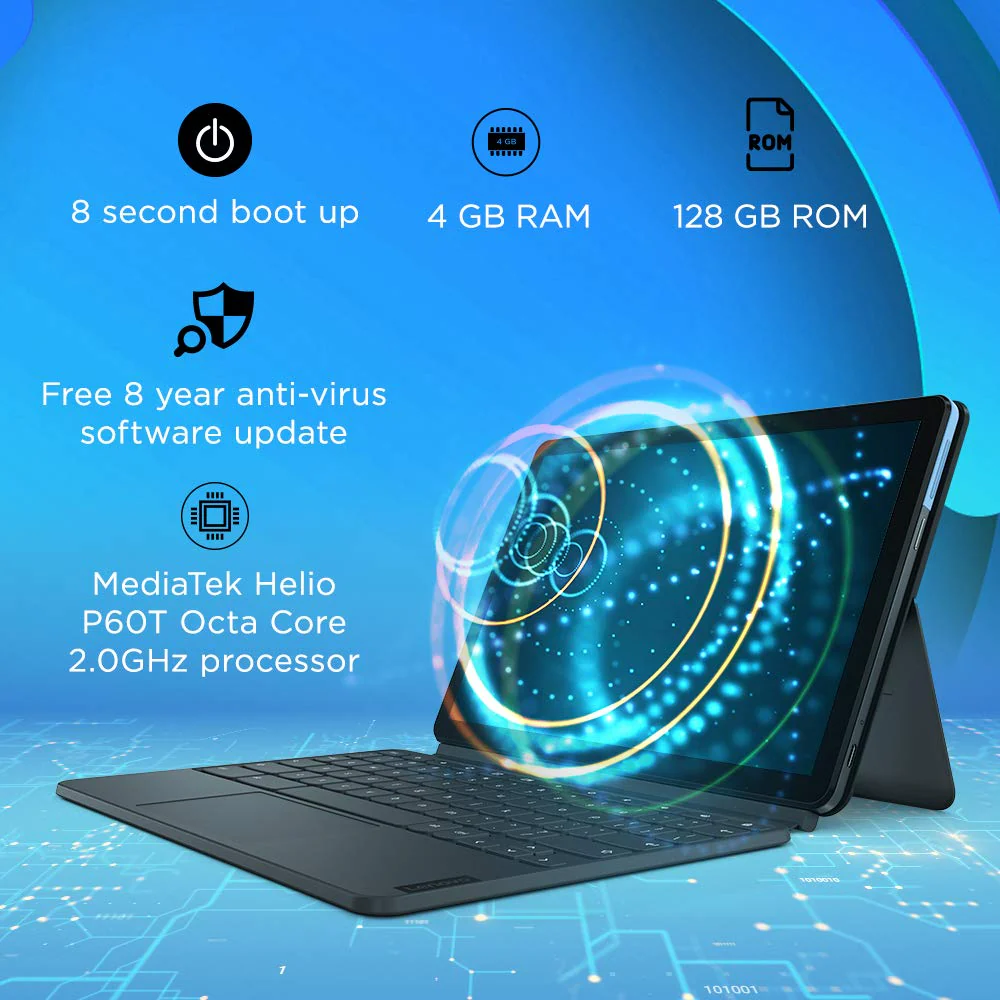 Lenovo Ideapad Duet Chromebook Tablet 25.65 cm (10.1 inch, 4 GB, 128 GB, Wi-Fi Only), Ice Blue, Iron Grey - Image 6