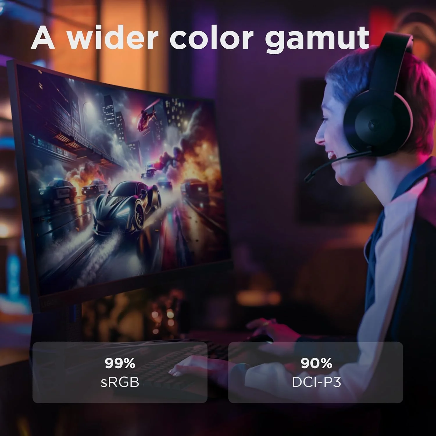 Lenovo Legion-R27qc-30 | 27" (68.5cm) QHD 180Hz Curved Gaming Monitor | 0.5ms, AMD FreeSync, 99%sRGB, 3Wx2Speaker, 2xHDMI 2.1 TMDS, 1xDP 1.4 (HBR3)|Tilt, Swivel, Pivot, Height Adjust|Black| 67C6GAC2IN - Image 4