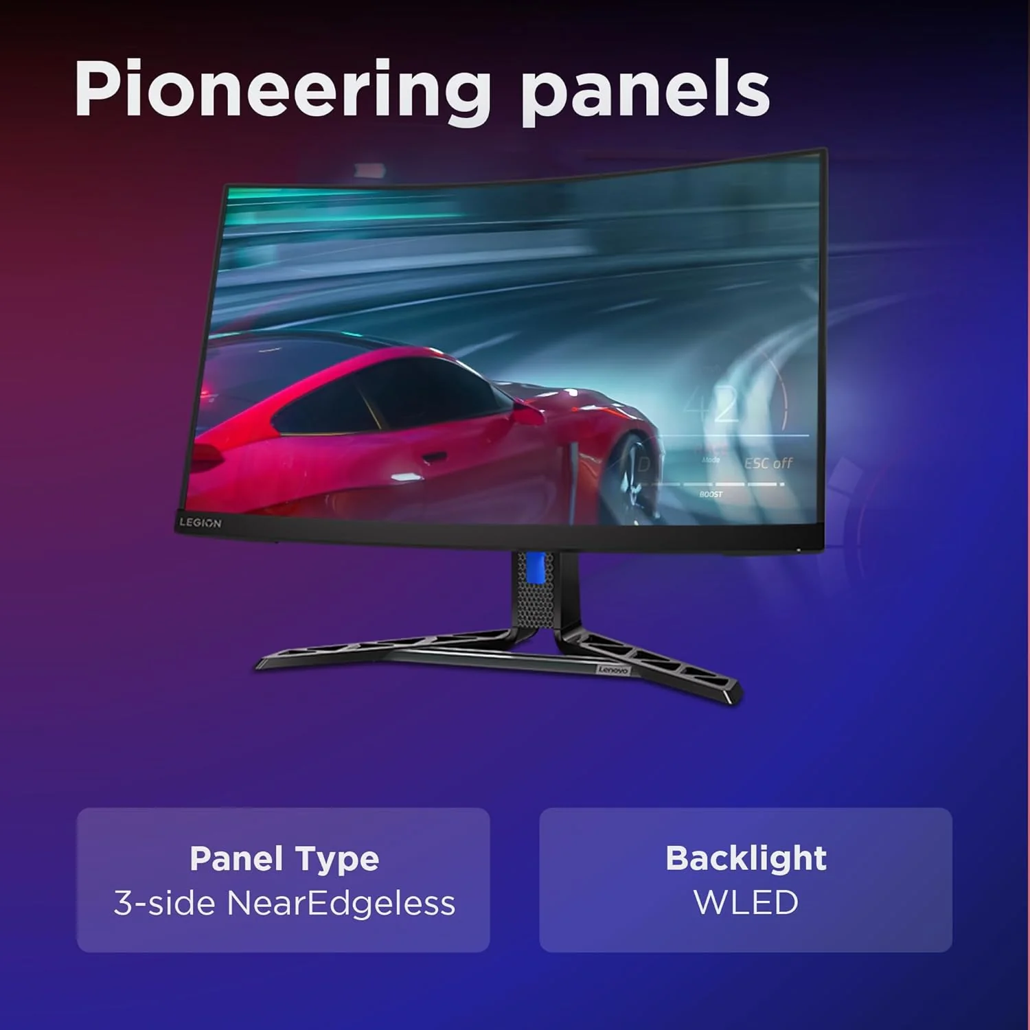 Lenovo Legion-R27qc-30 | 27" (68.5cm) QHD 180Hz Curved Gaming Monitor | 0.5ms, AMD FreeSync, 99%sRGB, 3Wx2Speaker, 2xHDMI 2.1 TMDS, 1xDP 1.4 (HBR3)|Tilt, Swivel, Pivot, Height Adjust|Black| 67C6GAC2IN - Image 5