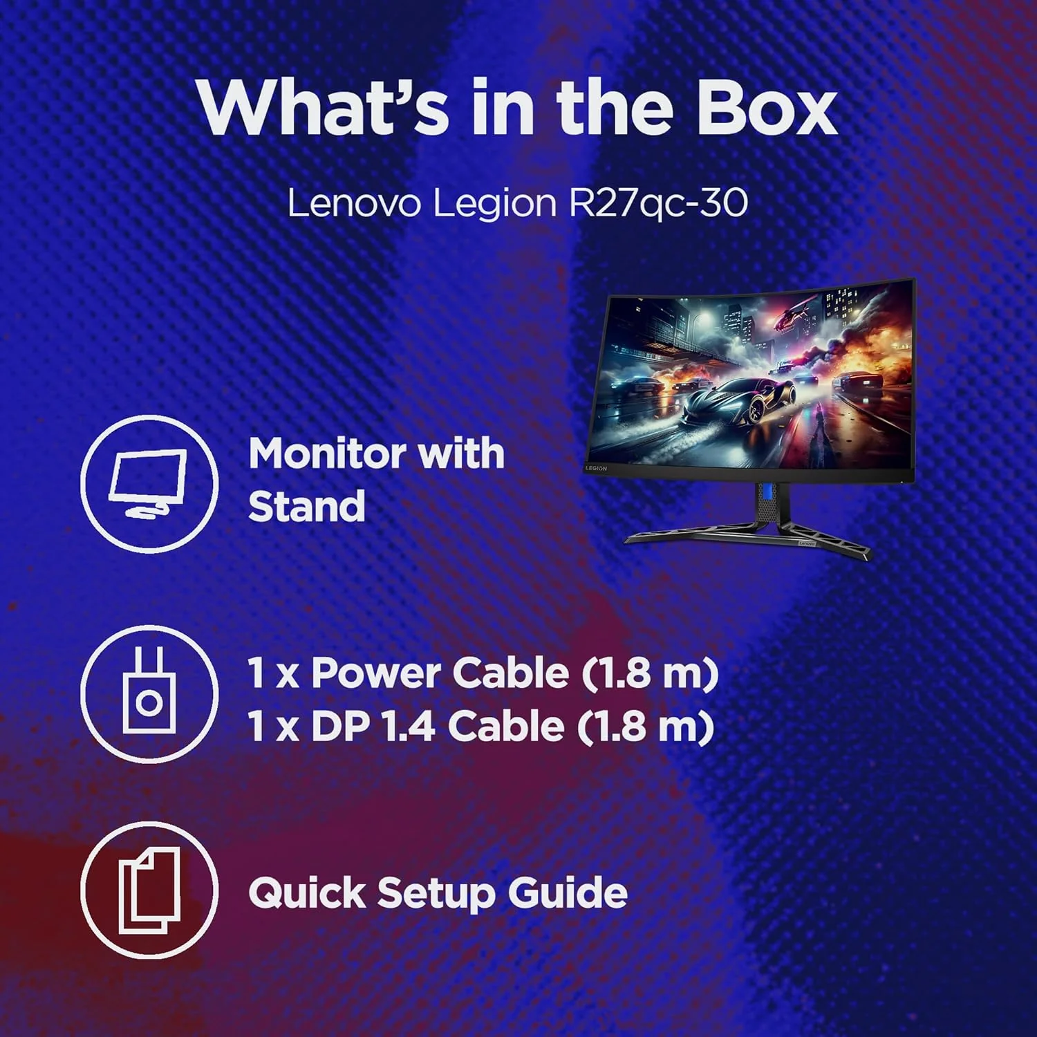 Lenovo Legion-R27qc-30 | 27" (68.5cm) QHD 180Hz Curved Gaming Monitor | 0.5ms, AMD FreeSync, 99%sRGB, 3Wx2Speaker, 2xHDMI 2.1 TMDS, 1xDP 1.4 (HBR3)|Tilt, Swivel, Pivot, Height Adjust|Black| 67C6GAC2IN - Image 8