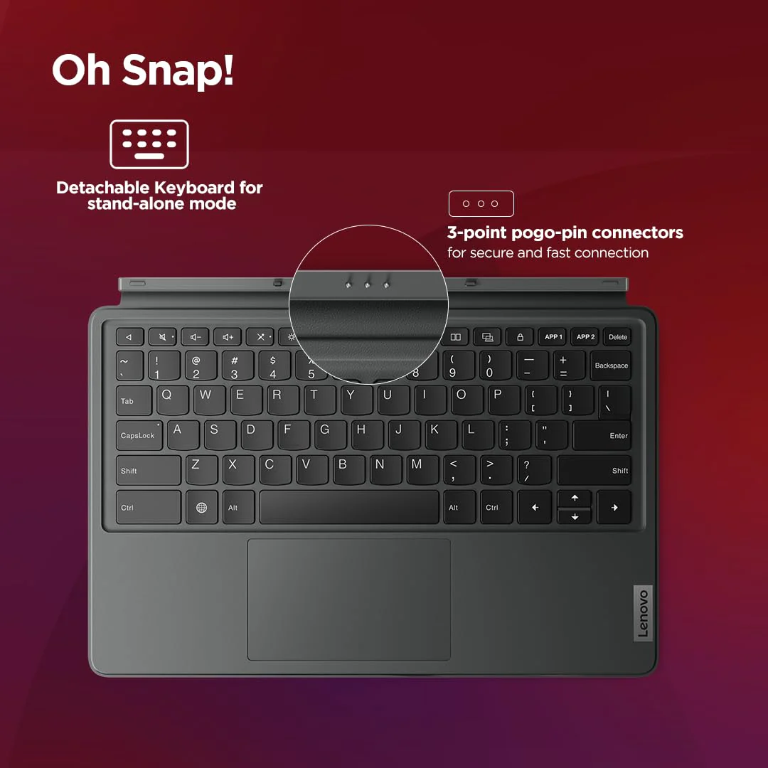 Lenovo Original Tab P12 Keyboard Detachable, 3-Point Pogo-Pin Connectors Wireless Keyboard with Trackpad/Touchpad Tablet (Ultra-Thin, Productivity Enabling Hot Keys (Suitable for Tab P12, Zg38C05230)) - Image 3