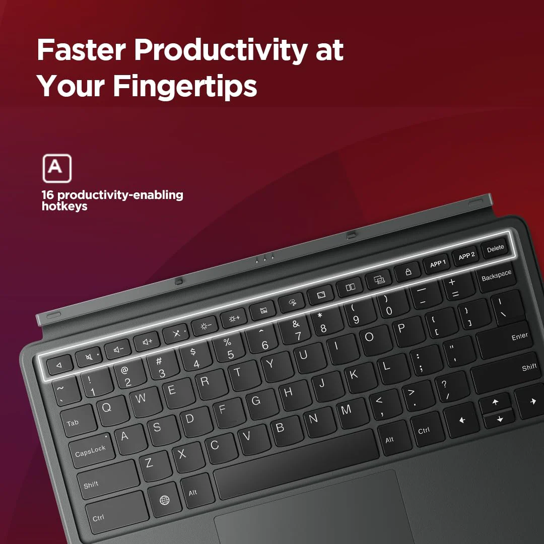 Lenovo Original Tab P12 Keyboard Detachable, 3-Point Pogo-Pin Connectors Wireless Keyboard with Trackpad/Touchpad Tablet (Ultra-Thin, Productivity Enabling Hot Keys (Suitable for Tab P12, Zg38C05230)) - Image 4