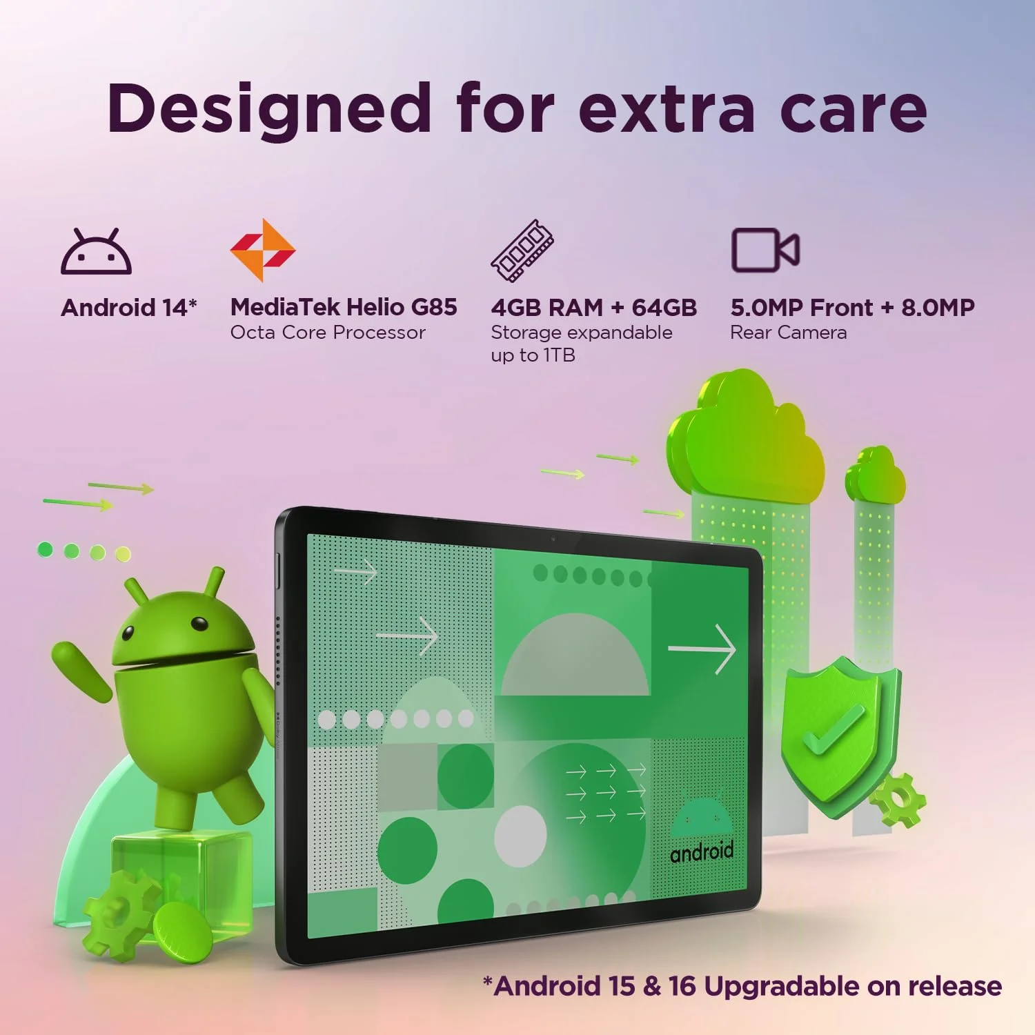 Lenovo Tab | 10.1" Display | Wi-Fi Only | 4 GB RAM + 64 GB ROM (Expandable up to 1 TB) | Metal Body | Dual Speakers with Dolby Atmos | Android 14 | Color: Luna Grey - Image 4