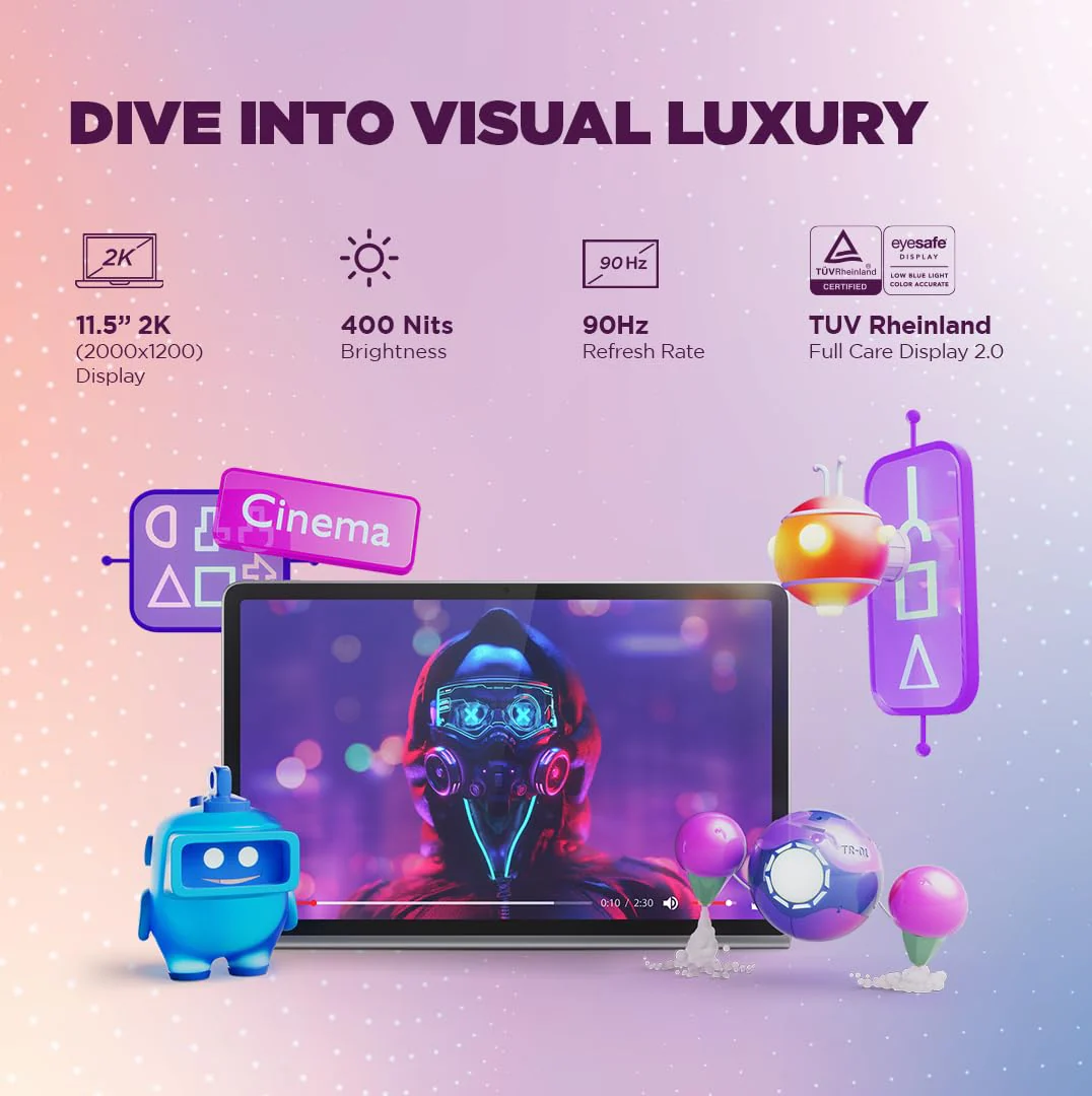 Lenovo Tab Plus with Octa JBL Hi-Fi Speakers| 11.5 Inch, 2K, 90 Hz Refresh| Wi-Fi Tablet| Android 14| 45 W Fast Charger| Built-in Kickstand| Color: Luna Grey - Image 5