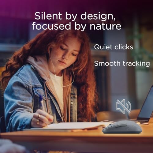 Lenovo Yoga Bluetooth Silent Mouse, 3 Level DPI Adjustment, 36 Month Battery Life, Bluetooth 5.3, 3 Device Paring, Whisper Quiet, Programmable Buttons, Smooth Finish, Luna Grey - Image 3