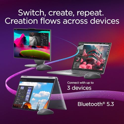 Lenovo Yoga Bluetooth Silent Mouse, 3 Level DPI Adjustment, 36 Month Battery Life, Bluetooth 5.3, 3 Device Paring, Whisper Quiet, Programmable Buttons, Smooth Finish, Luna Grey - Image 4