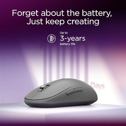 Lenovo Yoga Bluetooth Silent Mouse, 3 Level DPI Adjustment, 36 Month Battery Life, Bluetooth 5.3, 3 Device Paring, Whisper Quiet, Programmable Buttons, Smooth Finish, Luna Grey - Image 5
