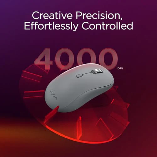 Lenovo Yoga Bluetooth Silent Mouse, 3 Level DPI Adjustment, 36 Month Battery Life, Bluetooth 5.3, 3 Device Paring, Whisper Quiet, Programmable Buttons, Smooth Finish, Luna Grey - Image 6