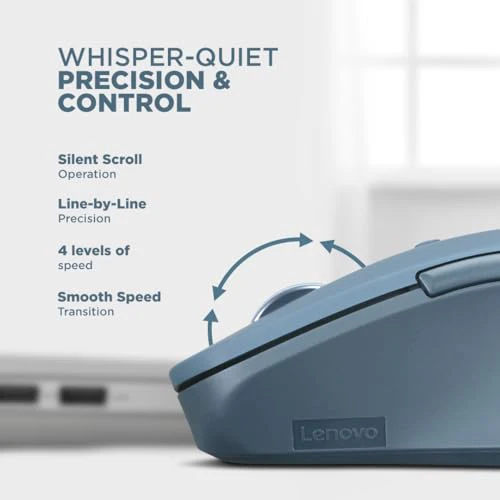 Lenovo Yoga Pro Mouse | Custom-programmable Buttons, Dual Device Connectivity, Dynamic Scroll Wheel, Righthanded Efficiency, Blue Optical Sensor Technology, USB-C, BT 5.0 | 3Yr Warranty, Tidal Teal - Image 3
