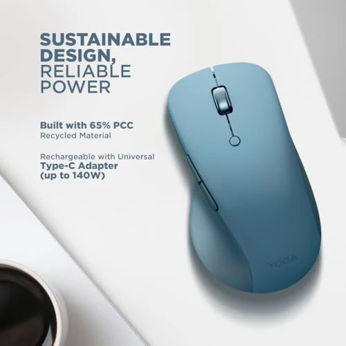 Lenovo Yoga Pro Mouse | Custom-programmable Buttons, Dual Device Connectivity, Dynamic Scroll Wheel, Righthanded Efficiency, Blue Optical Sensor Technology, USB-C, BT 5.0 | 3Yr Warranty, Tidal Teal - Image 5