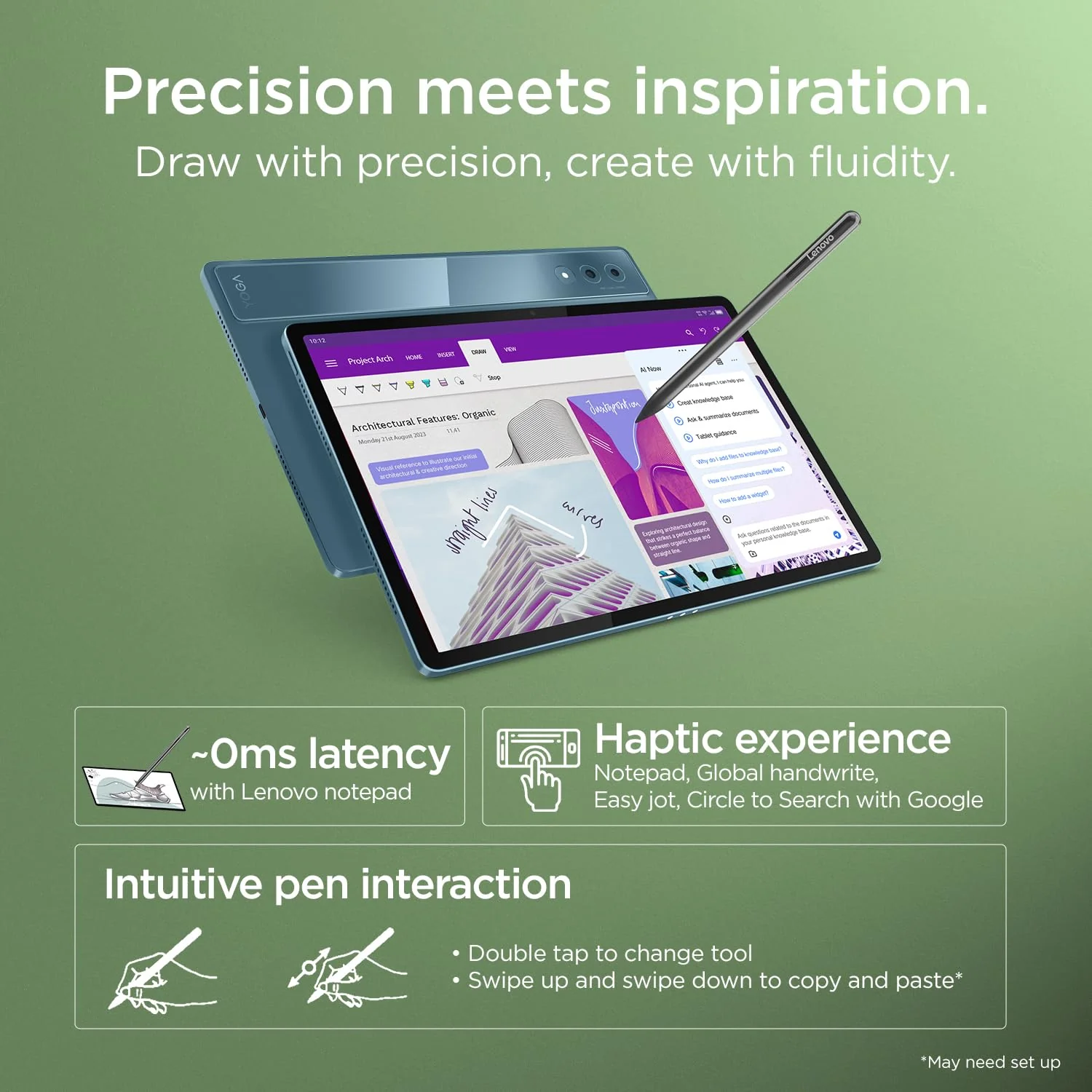 Lenovo Yoga Tab Plus Smartchoice AI Tablet with Pen + Keyboard |12.7" Display, 3K Resolution, 144 Hz|16GB RAM, 512GB ROM|Snapdragon 8 Gen 3|10200 mAh|6 Speakers|USB 3.0 with DP-Out|1Year ADP Free|Teal - Image 8