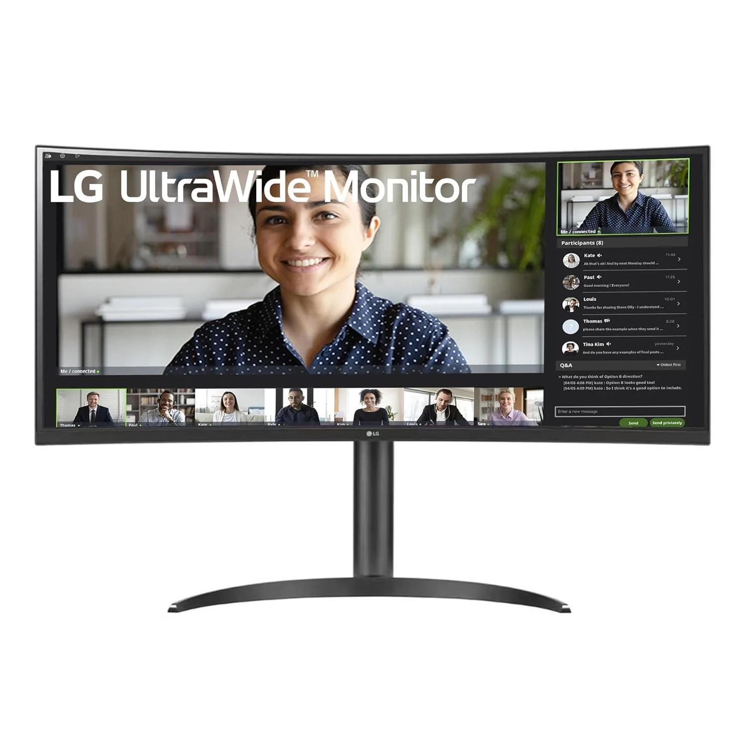 LG 34" (86.36 cm) 21:9 Curved UltraWide™ Monitor QHD (3440 x 1440), IPS, HDR 10, sRGB 99%, Speaker (7W x 2), Height Adjustment, HDMI, DP, USB-C with 90W PD, LAN (RJ45) Port, HP Out, 34WQ75C (Black) - Image 2