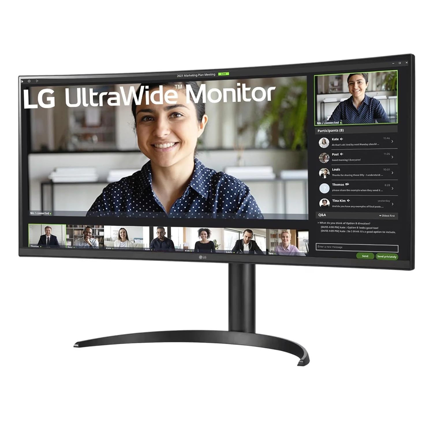 LG 34" (86.36 cm) 21:9 Curved UltraWide™ Monitor QHD (3440 x 1440), IPS, HDR 10, sRGB 99%, Speaker (7W x 2), Height Adjustment, HDMI, DP, USB-C with 90W PD, LAN (RJ45) Port, HP Out, 34WQ75C (Black) - Image 3