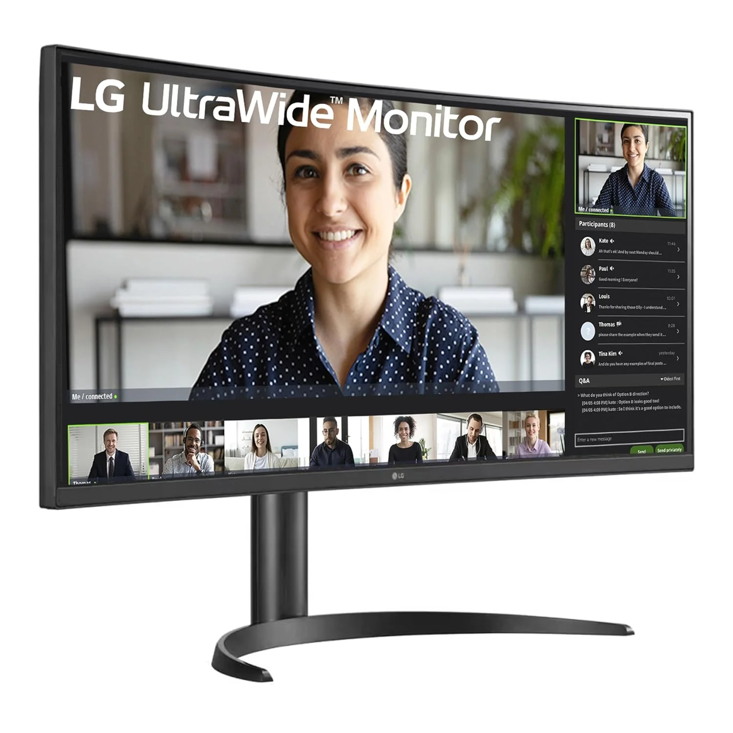 LG 34" (86.36 cm) 21:9 Curved UltraWide™ Monitor QHD (3440 x 1440), IPS, HDR 10, sRGB 99%, Speaker (7W x 2), Height Adjustment, HDMI, DP, USB-C with 90W PD, LAN (RJ45) Port, HP Out, 34WQ75C (Black) - Image 4