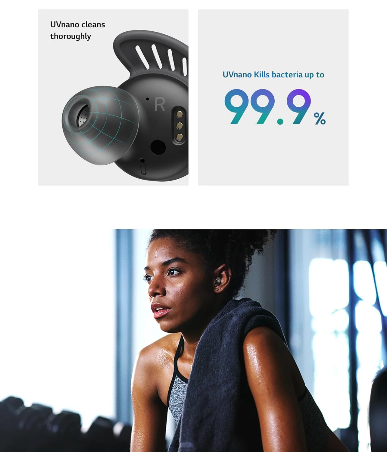 LG TONEFree Fit TF7Q True Wireless Earbuds, Active Noise cancellation, IP67, 3D Sound Stage, UV Nano, Game Mode, 30 hour Battery, Swivel fit Technology - Image 6