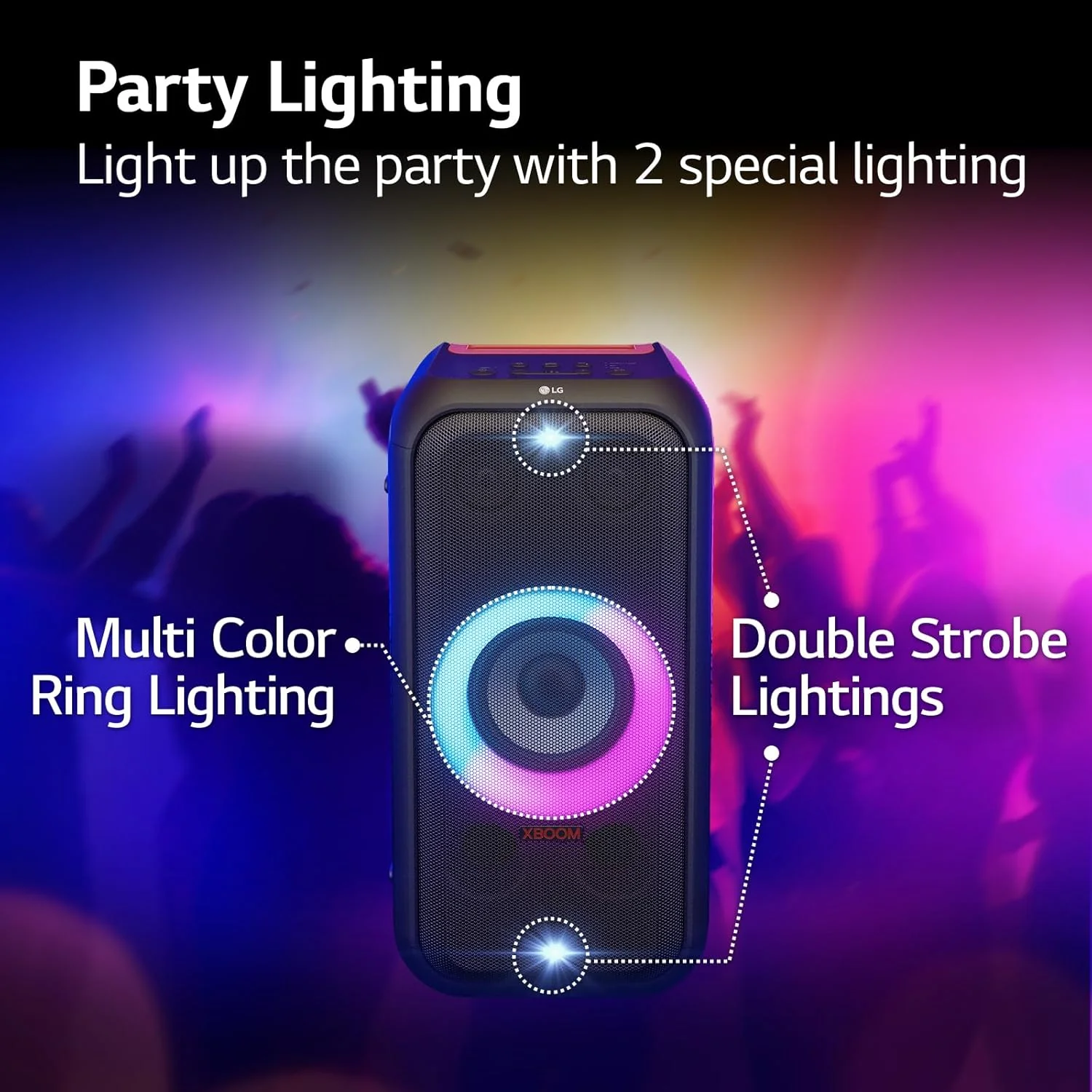 LG XBOOM XL5S | Portable Bluetooth Speaker | 200W | 12 Hours of Battery Life | Multi Color Ring Lighting | XBOOM App |IPX4 | Party Speaker - Image 5