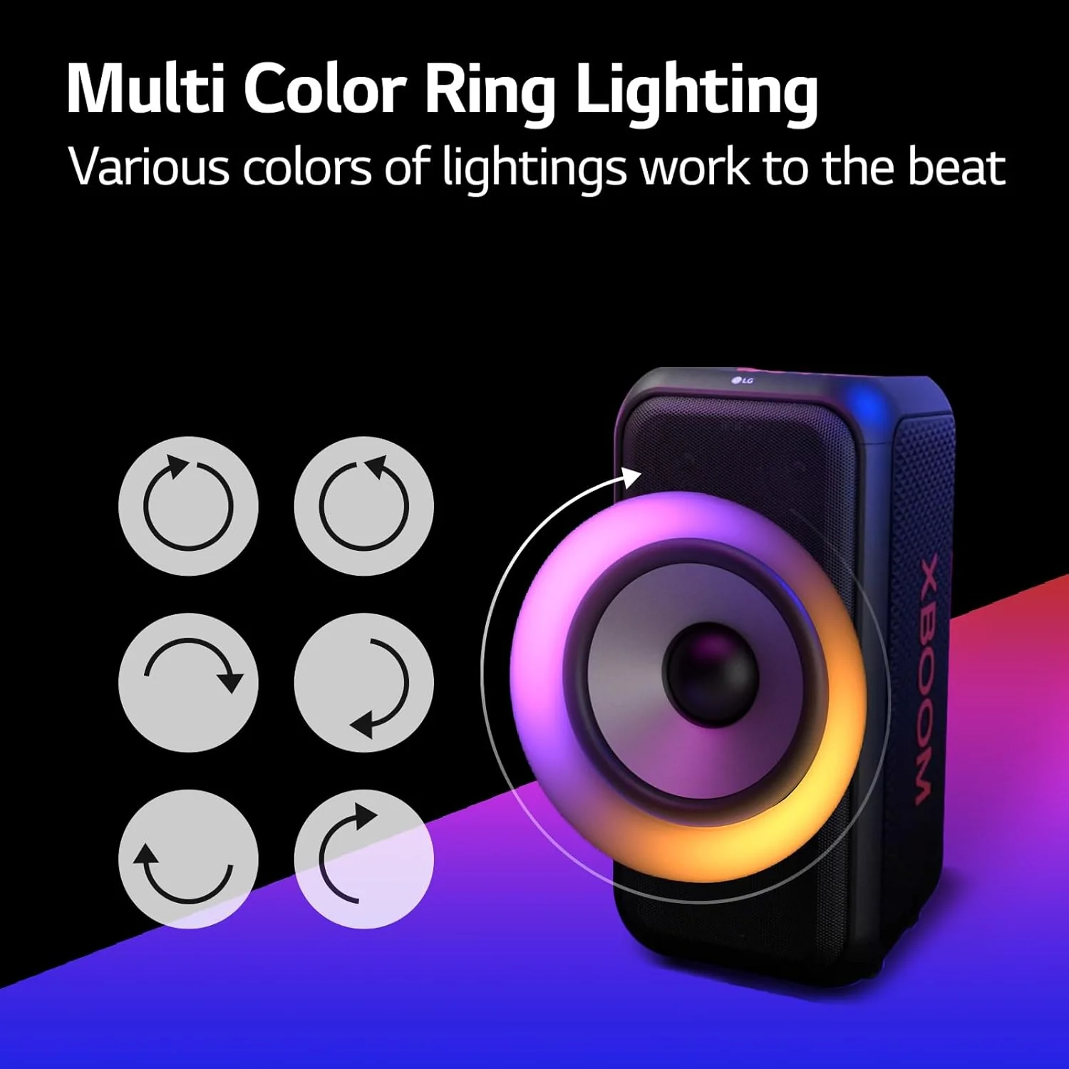 LG XBOOM XL5S | Portable Bluetooth Speaker | 200W | 12 Hours of Battery Life | Multi Color Ring Lighting | XBOOM App |IPX4 | Party Speaker - Image 8