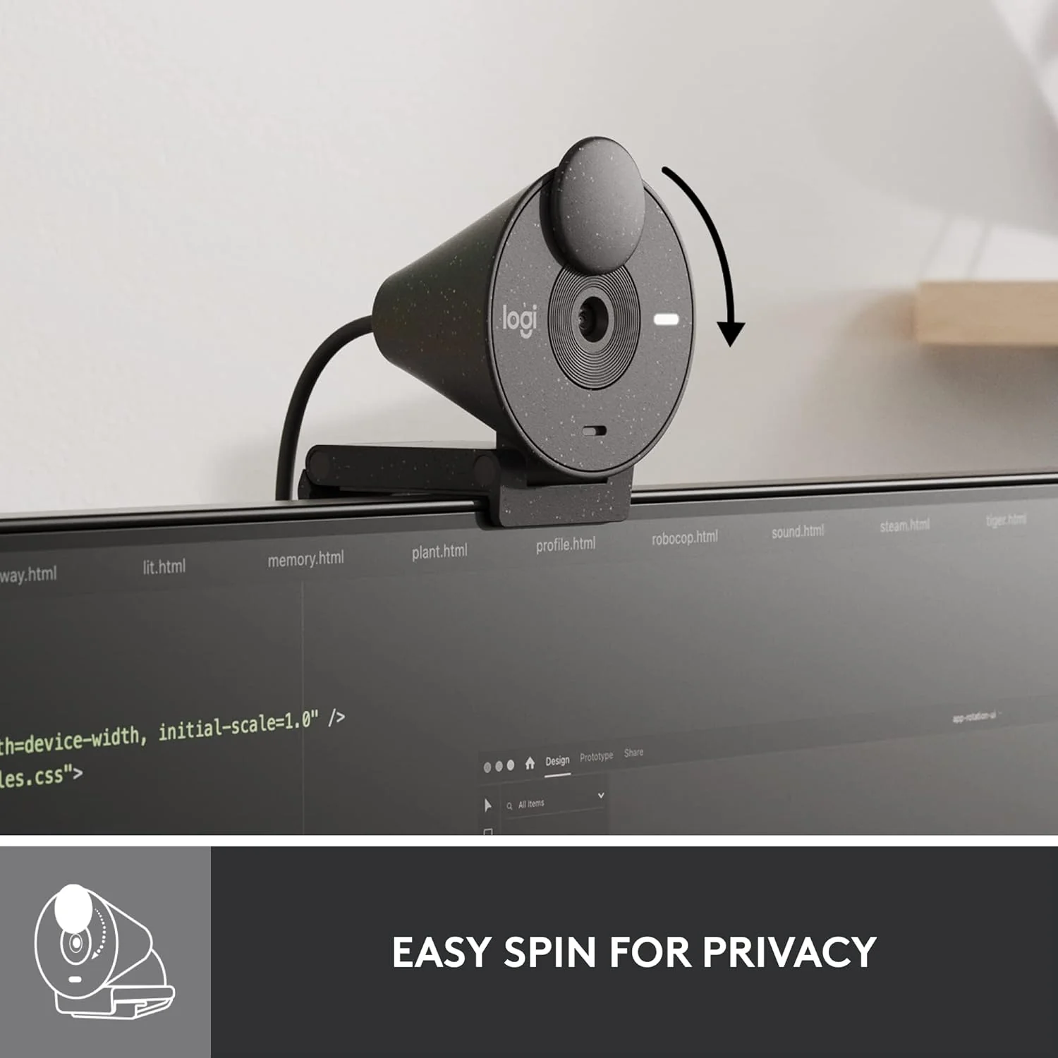 Logitech Brio 300 Full Hd Webcam with Privacy Shutter, Noise Reduction Microphone, USB-C, Certified for Zoom, Microsoft Teams, Google Meet, Auto Light Correction - Graphite - Digital - Image 4