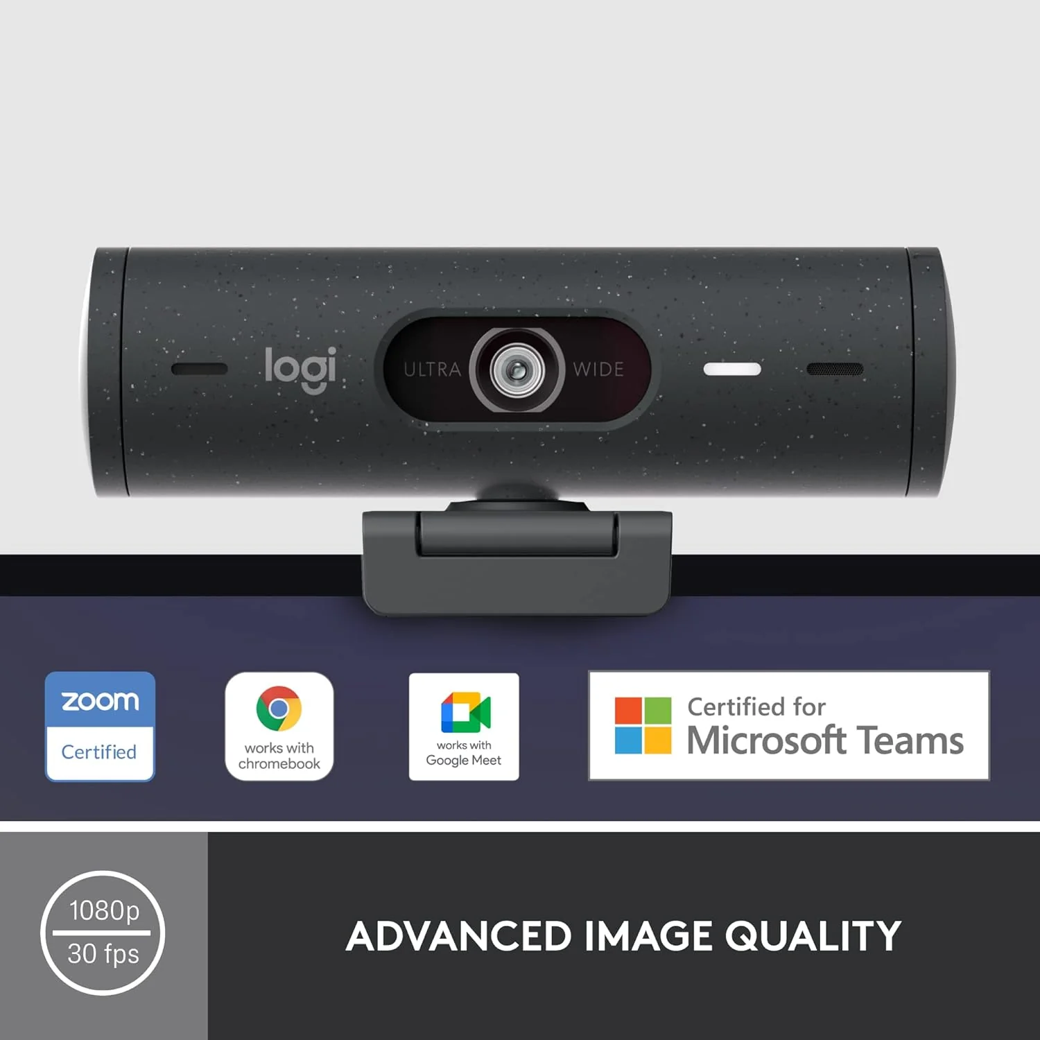 Logitech Brio 500 Full Hd Webcam with Auto Light Correction,Show Mode, Dual Noise Reduction Mics, Webcam Privacy Cover, Works with Microsoft Teams, Google Meet, Zoom, USB-C Cable - Graphite - Digital - Image 5