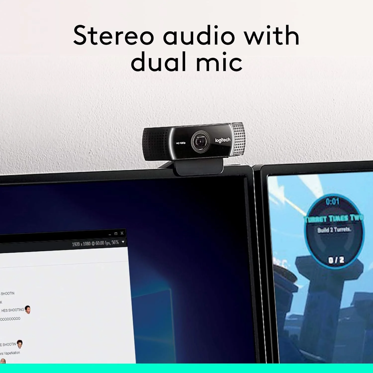 Logitech C922 Pro Stream Webcam, HD 1080p/30fps or HD 720p/60fps, Digital, Hyperfast Streaming, Stereo Audio, HD Light Correction, Autofocus, for YouTube, Twitch, XSplit - Black - Image 10