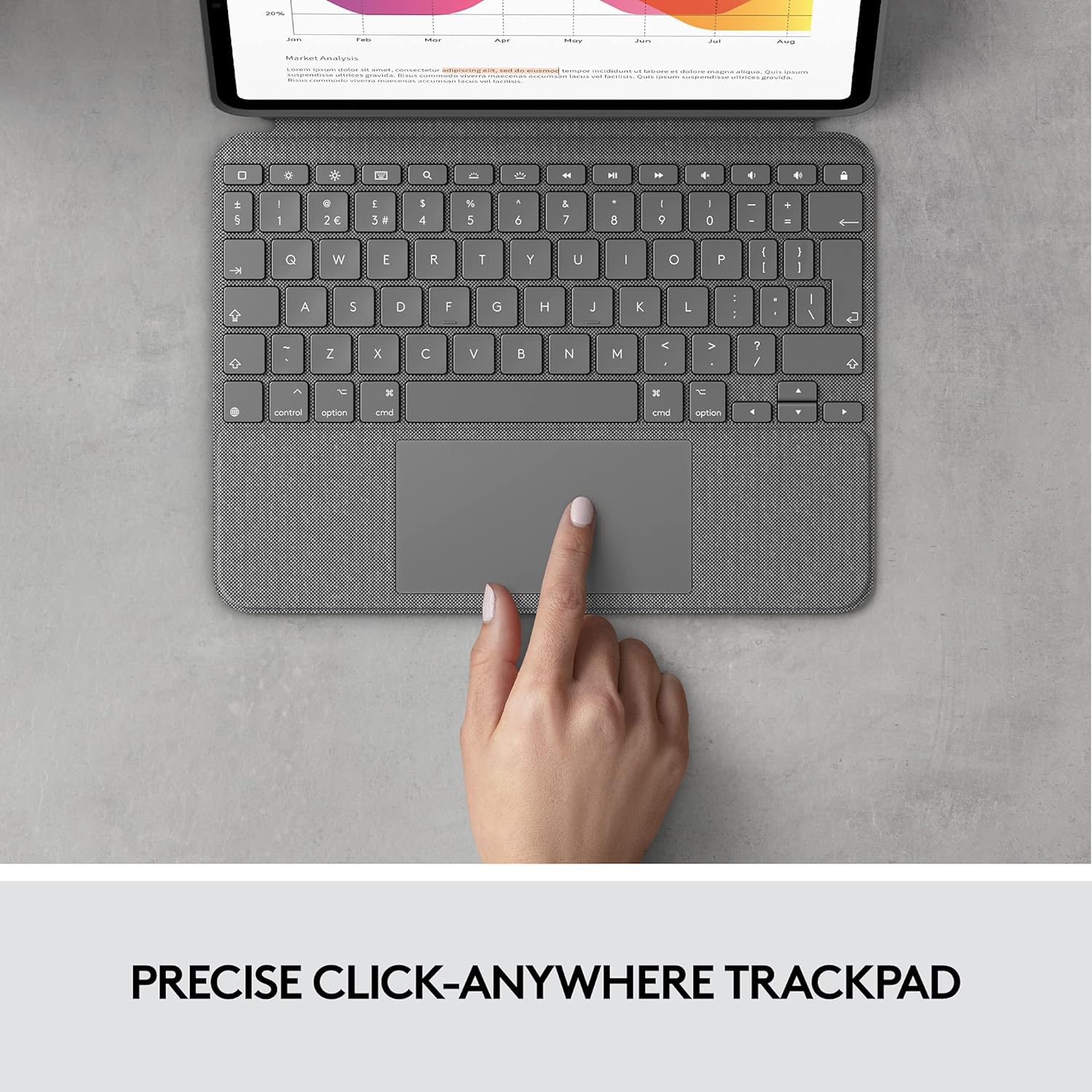 Logitech Combo Touch iPad Air (4th and 5th Gen) Keyboard Case - Detachable Backlit Keyboard with Kickstand, Click-Anywhere Trackpad, Smart Connector - Grey, QWERTY UK Layout, Medium - Image 10