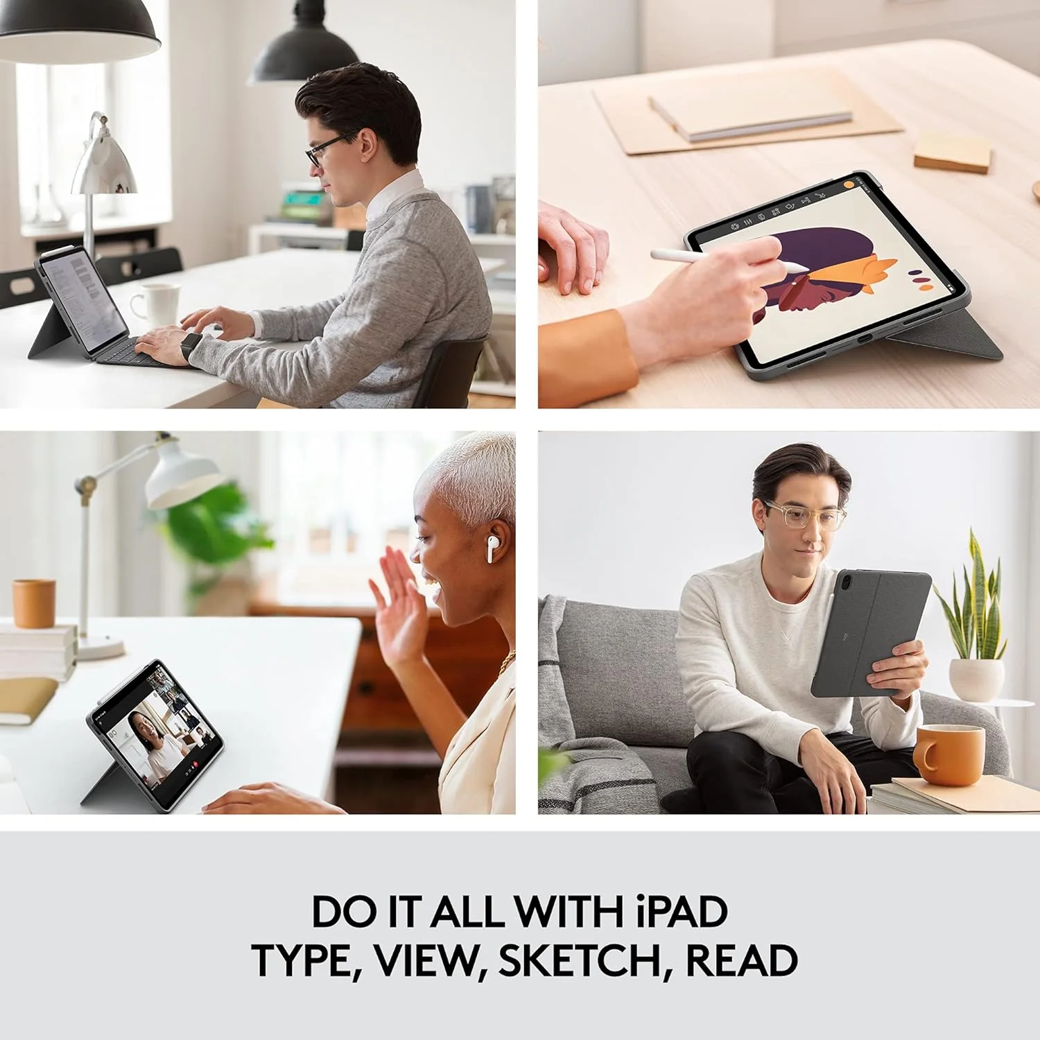 Logitech Combo Touch iPad Air (4th and 5th Gen) Keyboard Case - Detachable Backlit Keyboard with Kickstand, Click-Anywhere Trackpad, Smart Connector - Grey, QWERTY UK Layout, Medium - Image 9