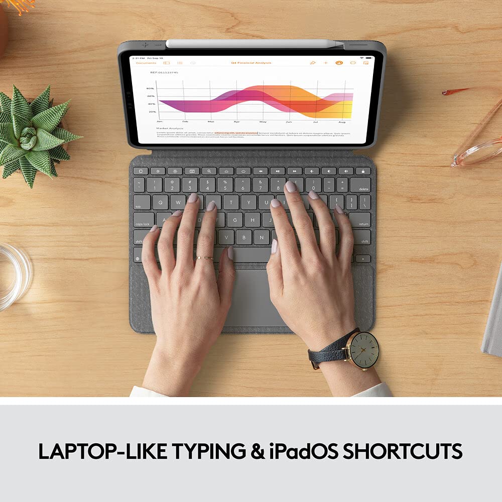 Logitech Combo Touch iPad Pro 12.9-inch (5th, 6th gen - 2021, 2022) Keyboard Case - Detachable Backlit Keyboard with Kickstand, Click-Anywhere Trackpad, Smart Connector-QWERTY UK English Layout - Grey - Image 10
