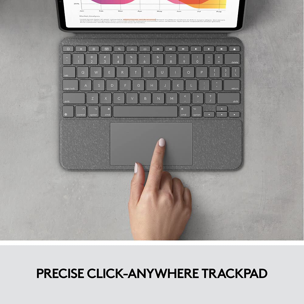 Logitech Combo Touch iPad Pro 12.9-inch (5th, 6th gen - 2021, 2022) Keyboard Case - Detachable Backlit Keyboard with Kickstand, Click-Anywhere Trackpad, Smart Connector-QWERTY UK English Layout - Grey - Image 5