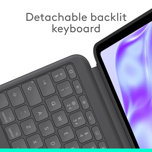 Logitech Combo Touch iPad Pro 13-inch (M4 & M5)(2024 & 2025) Keyboard Case - Detachable Backlit Keyboard with Kickstand, Comfortable Typing, Multi-use Mode - Graphite - Image 3