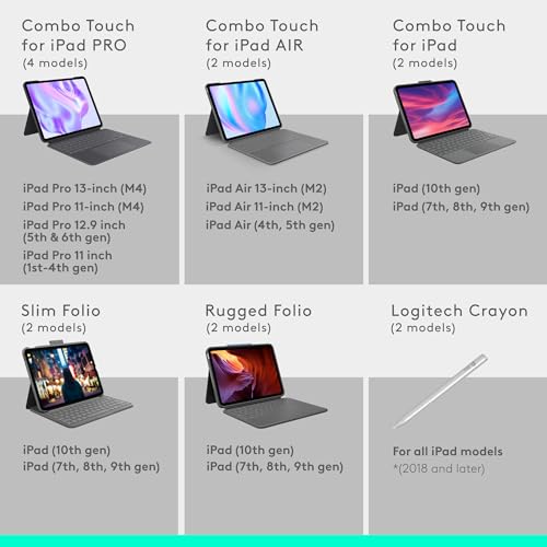 Logitech Combo Touch iPad Pro 13-inch (M4 & M5)(2024 & 2025) Keyboard Case - Detachable Backlit Keyboard with Kickstand, Comfortable Typing, Multi-use Mode - Graphite - Image 6