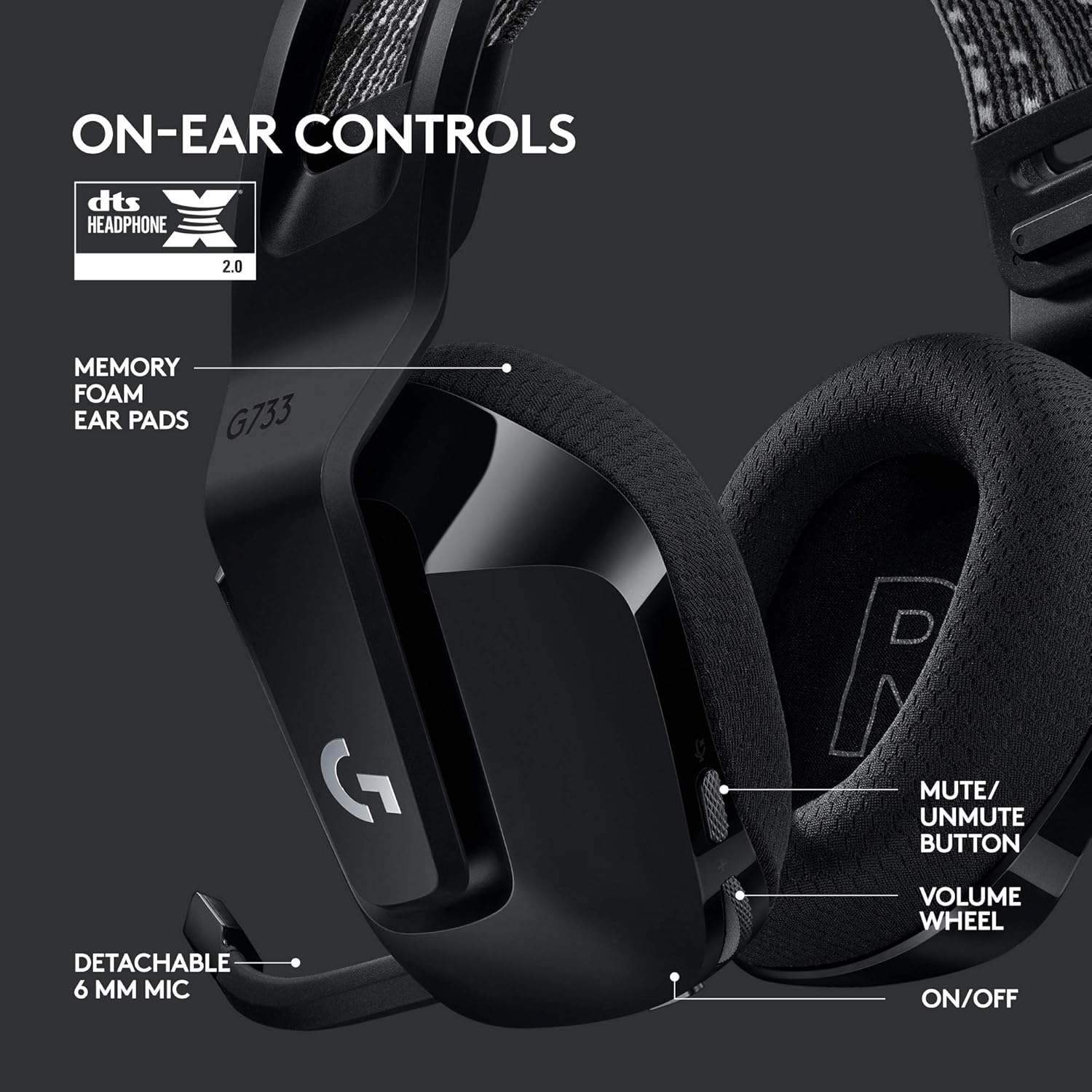 Logitech G 733 Lightspeed Over Ear Wireless Gaming Headset (Without Mic & Receiver) - Image 5