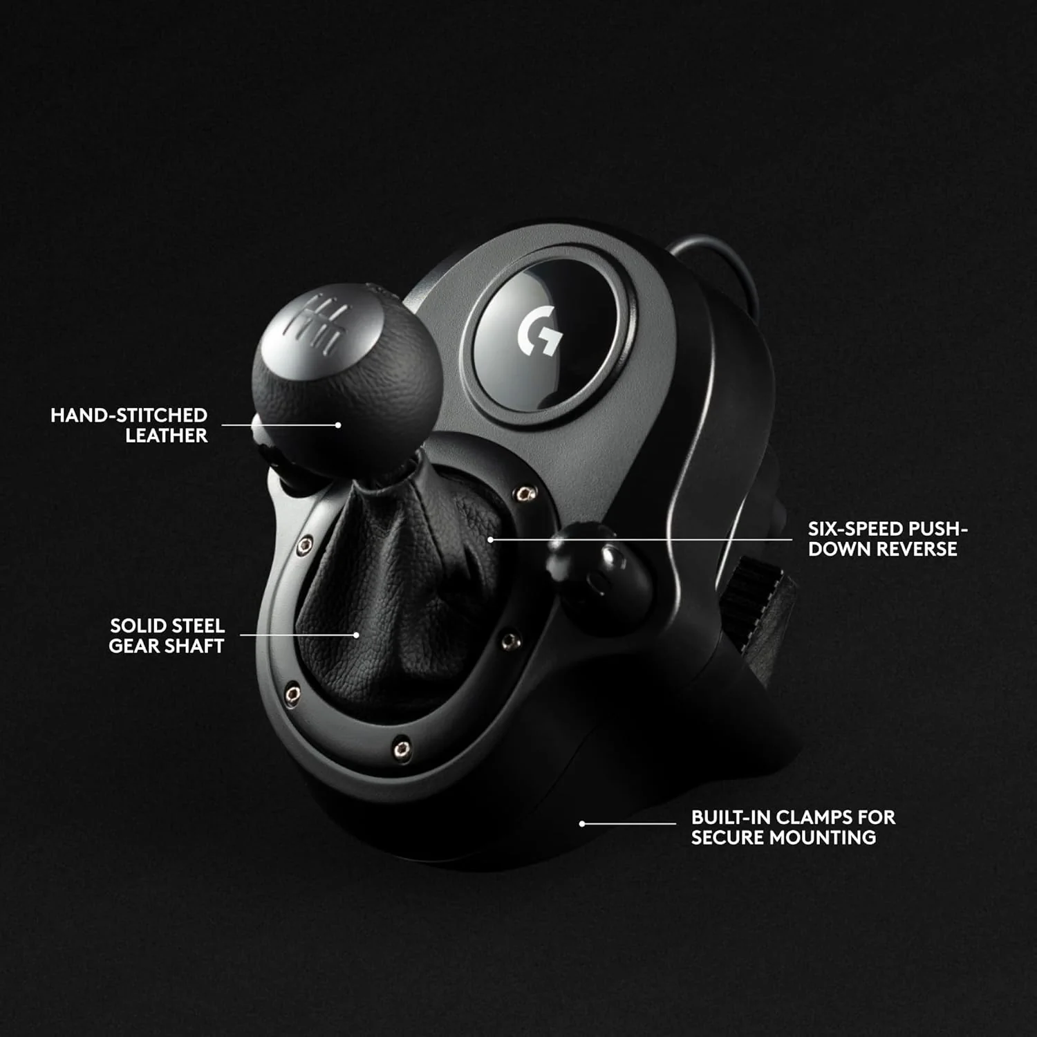Logitech G Driving Force Racing Wheels Shifter for G29, G920 & G923, 6 Speed, Push Down Reverse Gear, Steel and Leather Construction for PC - Black - Image 5