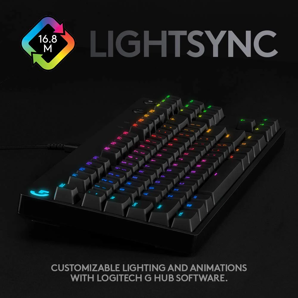 Logitech G PRO Mechanical Gaming Keyboard, Ultra Portable Tenkeyless Design, Detachable Micro USB Cable, 16.8 Million Color LIGHTSYNC RGB Backlit Keys,Black - Image 5